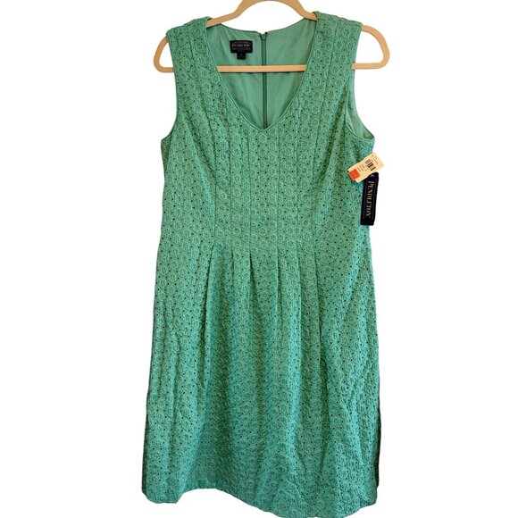 2010 Pendleton Womens Aqua Eyelet Sleeveless Dress Size 10 New Old Stock Tags - Picture 1 of 9